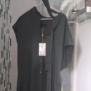 Quince Silk Forest Green Button-Up Dress